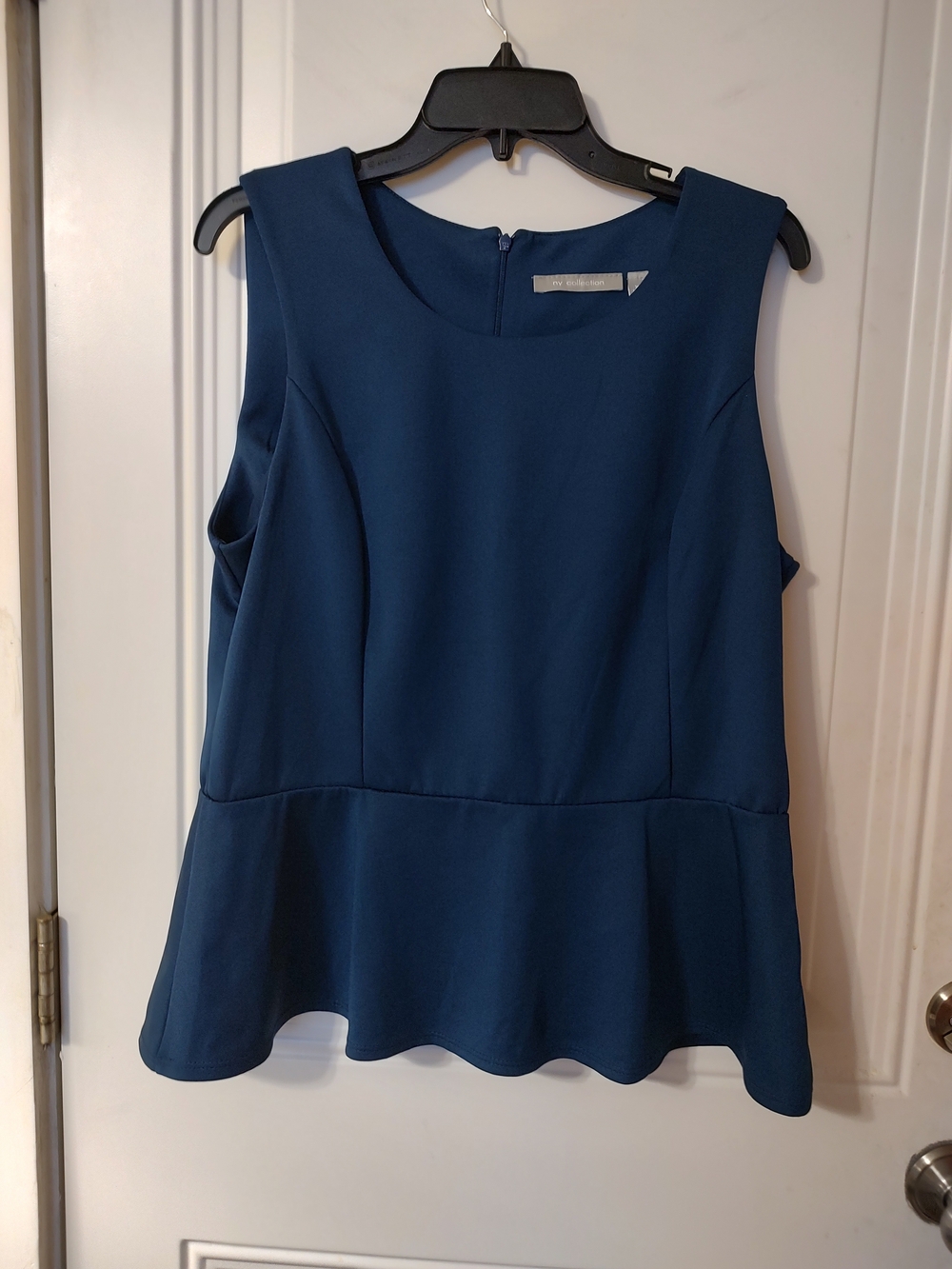 NY Collection Sleeveless Peplum Top in Deep  Blue